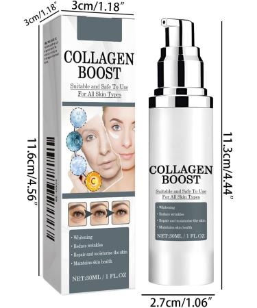QPJUVC Collagen Booster Serum for the Face AntiWrinkle and Firming Treatment with Hyaluronic Acid Vitamin C and Peptides Moisturizing and Lightening AntiAging Facial Serum 1 - Buy Online on GoSupps.com