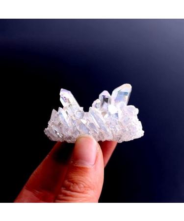 Crystal Rough Angel Aura Electroplated Vug Crystal Cluster Crystals Natural White Crystals Cluster Specimen Decor (Size : 90-110g) - Buy Online on GoSupps.com