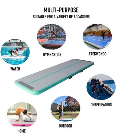 AKSPORT 10ftx3.3ftx4inch Mint Green Gymnastics Air Mat Bundle with Electric Air Pump - Buy Online on GoSupps.com