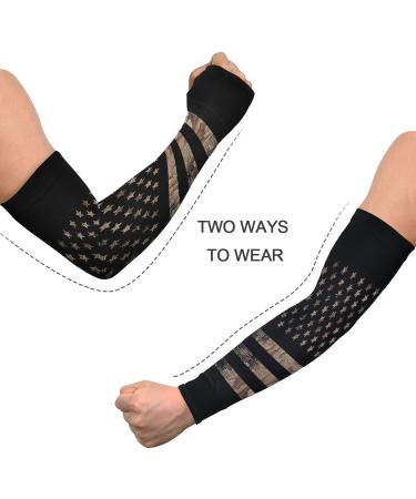 Dussdil American Flag Camou Gardening Arm Sleeves - Desert Camouflage UV Sun Protection Cooling Sleeves for Men and Women - Buy Online on GoSupps.com