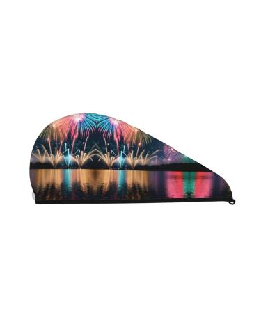 Fireworks SamLng Coral Velvet Dry Hair Cap Perfect for Home Travel Pool Parties Beaches Baths and More