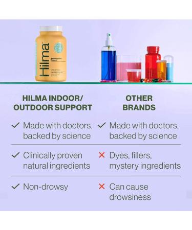 Hilma Natural Sinus Support - All Day Allergy Relief - 120 Vegan Capsules - Organic Ingredients Butterbur, Nettles & Spirulina - Non-Drowsy Formula - Clinically Proven - Buy Online on GoSupps.com