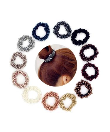 Xiwstar 9Pcs Women Girls Fashion Beaded Bracelet Hair Ties Hair Bands Ropes Scrunchie Ponytail Holder