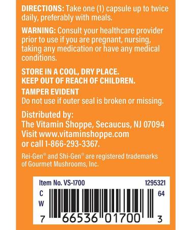 The Vitamin Shoppe Mushroom Complex (Maitake Reishi Shiitake) Antioxidant (100 Capsules) - Buy Online on GoSupps.com