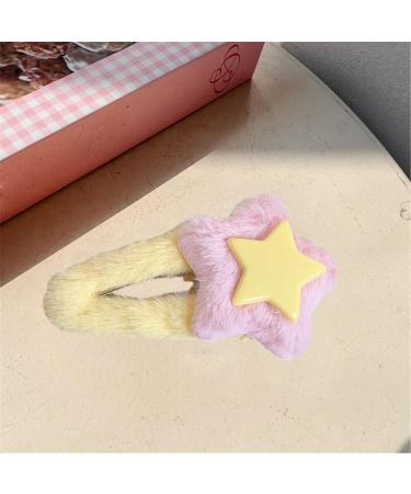Sweet Hair Clip Layered Star Shape Snap Hairpin Plush Hair Clip for Ponytail Bangs Hairpins for Teenagers Children - Buy Online on GoSupps.com