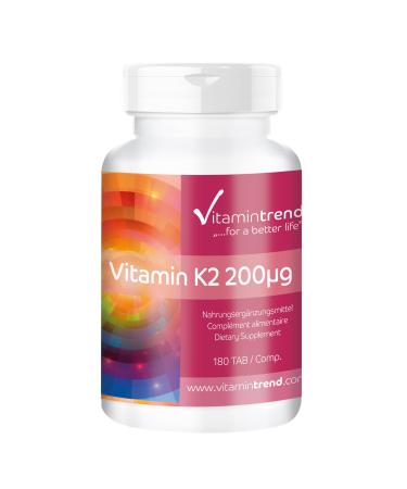 Vitamin K2-200mcg Vegan - ! FOR 6 MONTHS! Box of 180 tablets | Vitamintrend