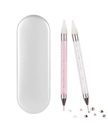 2PCS Dual-Ended Rhinestone Picker Dotting Pen Kememo Wax Tip Pencil for Jewel Gems Crystals Studs Pickup Manicure Nail Art DIY Decoration Tool