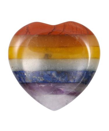 Kyeygwo 7 chakras stone Reiki healing crystal concern stone heart thumb stone pocket palm pocket stones worry stone massage stones for meditation stress dismantle flattering decompression multicolored (7 chakras stone)