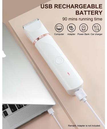 Bikini Trimmer Pubic Hair Trimmer for Women Legs Bikini Line Armpit Rechargeable Electric Shaver for Women Hair Removal with Snap-in Ceramic Blades IP7X Waterproof White - Buy Online on GoSupps.com