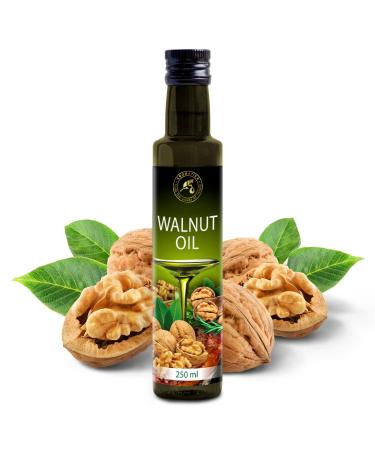 Walnut Oil 250ml - Natural Cold Pressed - USA Glass Bottle for Healthy Cooking Salad Dressings Sauces & More - Buy Online on GoSupps.com