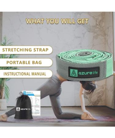 A AZURELIFE Premium Durable Cotton Stretch Non-Elastic Yoga Strap for Stretching - Green-12 loops - Buy Online on GoSupps.com