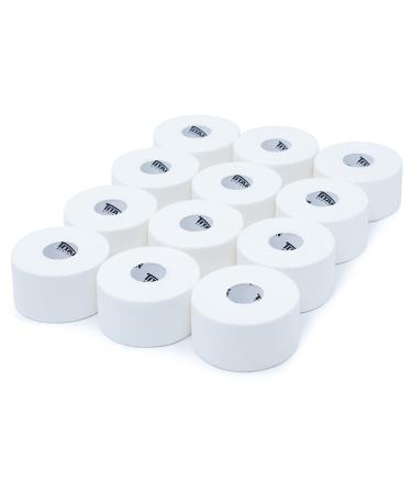 Titan Athletics - 12 Pack of Premium Quality White Athletic Tape/Sports Tape - 1 1/2 Inch x 45 Feet Per Roll - 100 Percent Cotton with Zinc Oxide - Easy Tear Zig Zag Design and No Sticky Residue White - 12 Pack