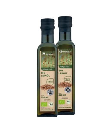 manako ORGANIC linseed oil human cold-pressed and 100% pure 2 x 250 ml glass bottles - Buy Online on GoSupps.com