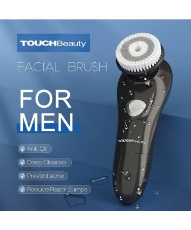 TOUCHBeauty Men's Facial Brush Set | Waterproof Face Scrubber Exfoliator Device | Black TB-1487M-05 with 6 Replacement Heads - Buy Online on GoSupps.com