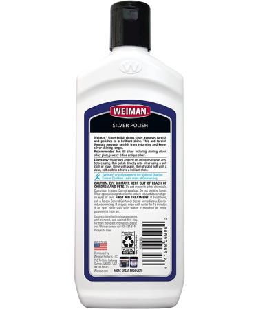Weiman Silver Cleaner and Polish - 8 oz with Polishing Cloth | Ammonia-Free for Jewelry, Sterling Silver, Antique Silver, Gold, Brass, Copper, Aluminum - Buy Online on GoSupps.com