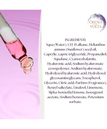 CremaunaVolta Biphasic serum with vitamin E vitamin B12 complex of 5 hyaluronic acids sunflower seed oil 30 ml - Buy Online on GoSupps.com