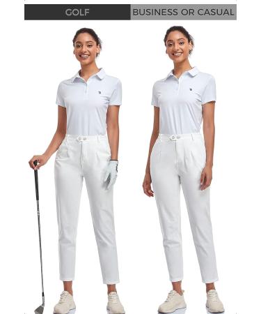 Women's Slim Fit Stretch Golf Pants with Pockets - Bright White - Size Large - Buy Online on GoSupps.com