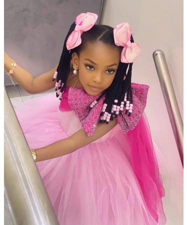 Kids Ponytail Extension With Beads Braids Hair Extension Detachable Synthetic Curly Hairpieces With Bows Protective Easy Hairstyle For Girls Toddlers Children Gift (Twist-6inch Blue) - Buy Online on GoSupps.com