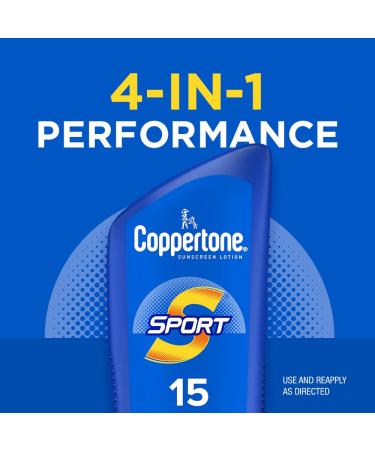 Coppertone SPORT Sunscreen SPF 15 Lotion | Water Resistant Body Sunscreen 7 Fl Oz - Buy Online on GoSupps.com
