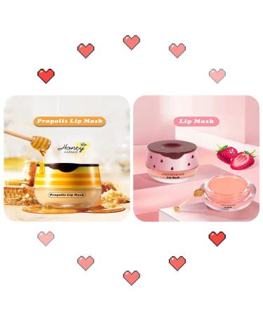 2 Pack Bee Balm Lip Care Set - Exfoliating Honey & Strawberry Lip Scrub, Hydrating Lip Mask with Propolis, Prevents Dryness and Cracks - Includes Lip Brush - Buy Online on GoSupps.com