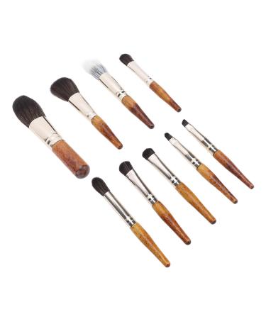 Makeup Brush Set Thick Supportive Soft Delicate Easy Powder Pickup Small Makeup Brushes for Business Trip (Wood Color)