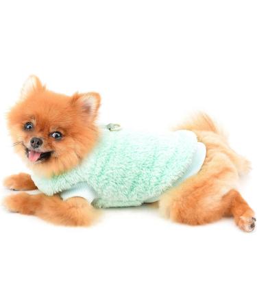 Smalllee Lucky Store Sherpa Fleece Turtleneck Vest for Small Dogs & Cats - Warm Autumn Winter Sweatshirt with D-Ring - XL Green - Buy Online on GoSupps.com