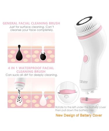 CLSEVXY Waterproof Facial Cleansing Spin Brush Set with 4 Interchangeable Heads - Electric Face Scrubber for Deep Scrubbing and Exfoliating in Pink - Buy Online on GoSupps.com