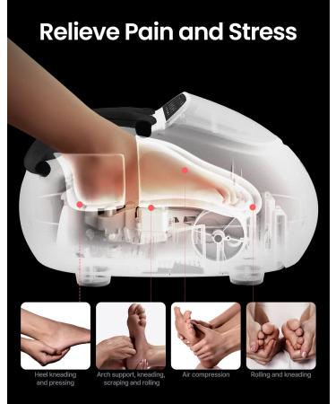RENPHO Foot Massager Machine with Heat - Gifts for Men and Women - Shiatsu Deep Kneading - Relieves Tired Muscles and Plantar Fasciitis - Fits Feet Up to Men Size 12 - B-white - Buy Online on GoSupps.com
