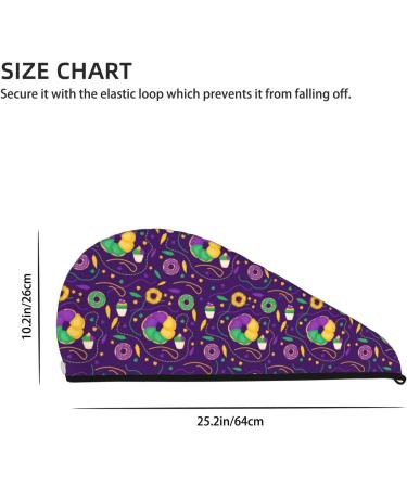 Hair Towel Wrap with Button - Quick-Dry Turban for All Hair Types | Mardi Gras & Donuts Design - Buy Online on GoSupps.com