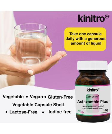 Kinitro Astaxanthin Plus: Premium Vegan Capsule with Astaxanthin Selenium & Blueberry Extract for Optimal Health - 30 Capsules - Buy Online on GoSupps.com
