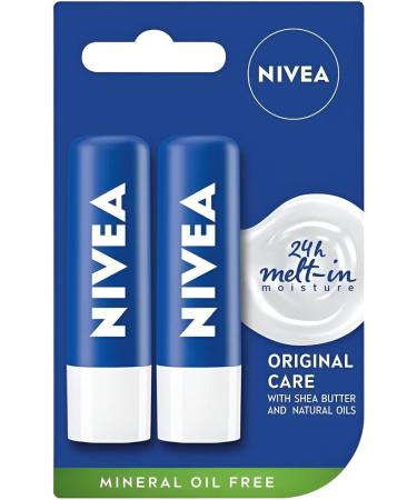 NIVEA Lip Balm 2 x 5.5 ml Original Care (Pack of 3) with Shea Butter ethically sourced supports the protective barrier of the lips with natural oils and vitamins providing a - Buy Online on GoSupps.com