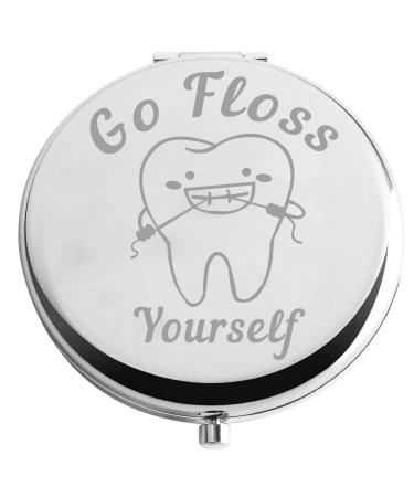 POTIY Dentist Mirror Go Floss Yourself Dental Floss and Dental Mirror Gift (Go Floss Yourself)