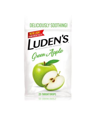 Luden's Deliciously Soothing Throat Drops, Green Apple Flavor, 25 Count 25 Count (Pack of 1) Green Apple