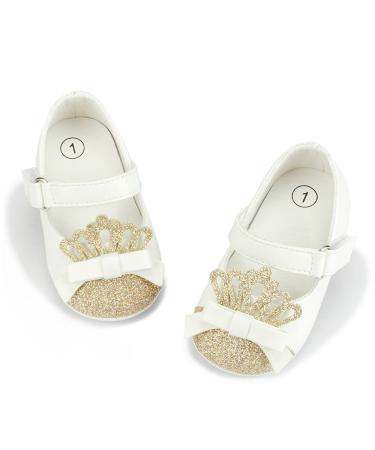 CENCIRILY Baby Girl Mary Jane Shoes Anti-Slip First Walking Bowknot Soft Sole Princess Wedding Dress Flats for 0-18 Month 12-18 Months A06 White
