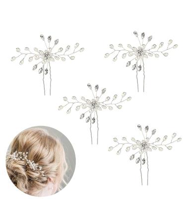 Pearl Crystal Bridal Hair Pins - Elegant Flower Shape Wedding Hairpin Set for Brides and Bridesmaids - Buy Online on GoSupps.com