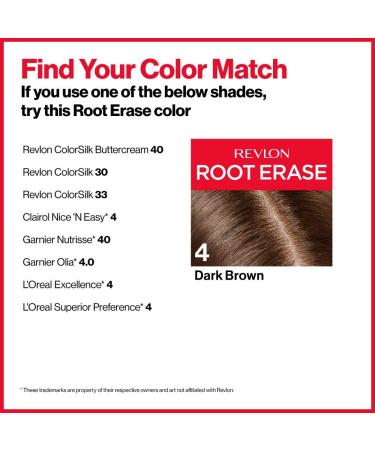 Revlon Root Erase Permanent Hair Color - Dark Brown (4) - 3.2 oz - 100% Gray Coverage - Buy Online on GoSupps.com