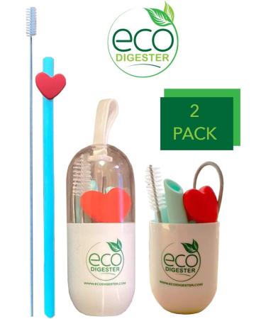 Reusable Silicone Straws with Cases Blue or White - Buy Online on GoSupps.com