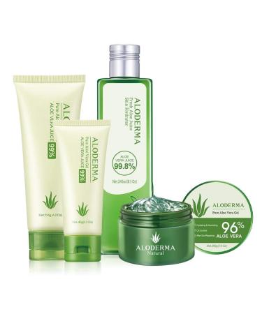 Aloderma 99% Organic Aloe Vera Gel | 300g (10.6 oz) | Bottled within 12 Hours of Harvest | No Sticky Residue | Eco-Friendly - Buy Online on GoSupps.com