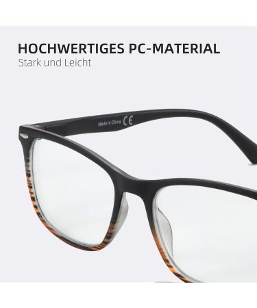 ZENOTTIC Anti-Blue Light Rectangular Reading Glasses for Men | UV 400 Protection | Includes Glasses Case | Brown/Gray | Perfect for PC TV & Gaming - Buy Online on GoSupps.com