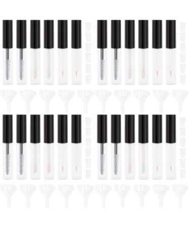 Mikinona 4 Sets Mascara Wands with Tube Lip Gloss Tubes Lash Brush Empty Mascara Tube and Wand Mini 8.2x1.4cmx4pcs Blackx4pcs