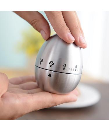 Stainless Steel Egg-Shaped Timer | 60-Minute Manual Reminder for Efficient Mornings | International Shipping Available - Buy Online on GoSupps.com