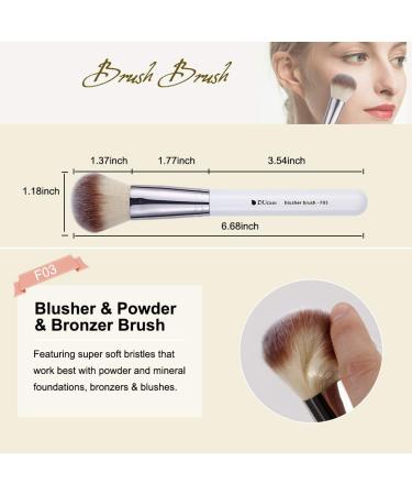 Ducare 3Pcs Makeup Brush Set - Foundation, Concealer, Blusher | White Travel Kabuki Brushes for Liquid Blending & Contouring - Buy Online on GoSupps.com