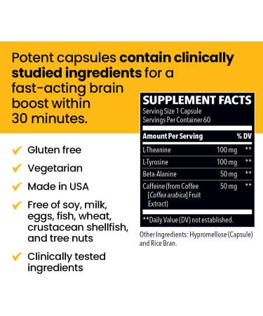 LifeSeasons NeuroQ - Quick Thinking Supplement Pills - Boosts Alertness + Supports Mental Focus - L-Theanine Caffeine L-Tyrosine & Beta-Alanine (60 Capsules) - Buy Online on GoSupps.com