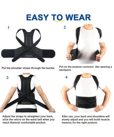 KLEUET Posture Corrector for Men and Women - Adjustable Back Brace for Upper and Lower Back Pain Relief - Size L(33-37) - Buy Online on GoSupps.com