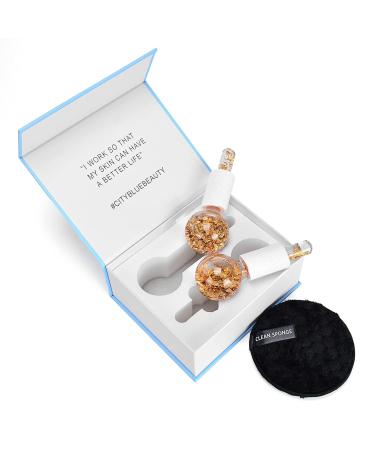 CIBLUTY Ice Cryo Sticks Facial Globe with Golded Essence- 2PC Cooling Globes for Cold or Hot Skin Massagers Face Globe for Skin Care Routine - Buy Online on GoSupps.com