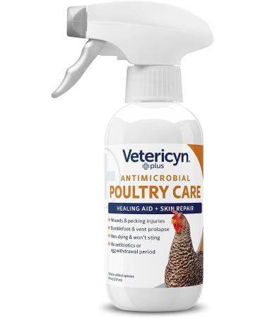 Vetericyn Plus Poultry Care. Spray to Clean Pecking Wounds, Cuts, Frostbite and Sores on Chickens and Other Bird Species. 8 oz. (Packaging/Bottle Color May Vary)