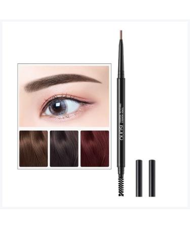 FFICUMON Long-lasting Double Earbrow Eyeliner Pencil Waterproof Rotating Ultra-Thin Black Felt-Tip Eyeliner Pen (Brown)