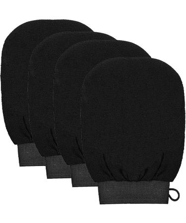 4 PCS Exfoliating Gloves Exfoliation Scrubbing Mitt Black Deep Body Exfoliating Glove Dead Skin Remover Shower Body Scrub Gloves for Women and Men Ingrown