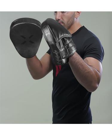FightX Punching Mitts for Boxing Leather Curved Punch Mitts - Men & Women MMA Training Equipment - Muay Thai Sparring Training Mitts - Hitting Pads in Multiple Colors - Full Black - Buy Online on GoSupps.com
