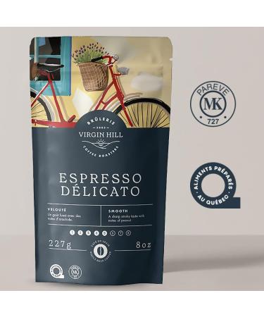 Virgin Hill Coffee - Espresso Delicato - Smooth Intensity & Medium Roast - Half Pound of High-Grade Coffee Beans - 8oz / 227 grams Whole Bean 8 oz. / 227 grams - Buy Online on GoSupps.com